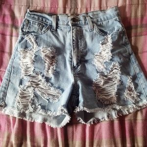 GoJane Light Wash High Waisted Denim Shorts